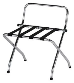 KB Designs - Folding Suitcase Luggage Rack With Support Bar, Chrome