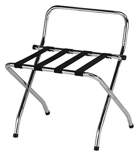 KB Designs - Folding Suitcase Luggage Rack With Support Bar, Chrome 1 KB Designs - Folding Suitcase Luggage Rack With Support Bar, Chrome