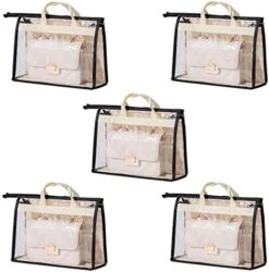 5 Pack Clear Tote Bag, Handbag Organizer PVC Transparent Anti-dust Cover Bag For Hanging Closet With Zipper And Handle Space-Saving Storage Bag (Color : Beige, Size : XXL) -GENERIC Shop 41XzXfV PHL. AC 1