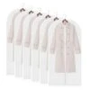 AIDBUCKS Garment Bags 6 Pieces Clothes Covers Protecting Dusts Lightweight Clear Full Zipper Suit Bags Long-Term Storage Jacket Coat Dress, White, 24x48"