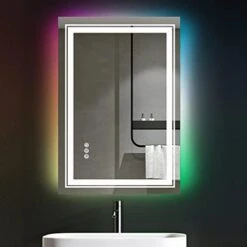 72x 36 RGB LED Bathroom Mirror, Large Backlit Vanity Mirror With Lights, RGB Lighted Mirror For Wall, Anti- Fog, Dimmable, CRI 90 (8 Backlit Colors + 3 Front Lights) -GENERIC Shop 41YYqAECAbL. AC