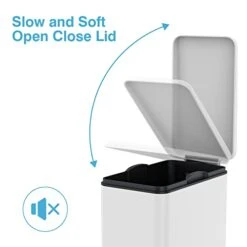 BETHEBEST Bathroom Trash Can With Lid,Foot Pedal Garbage Can With Removable Liner Bucket, 2.6 Gallon Rectangular Step Trash Bin For Bathroom,Bedroom,Office (White) -GENERIC Shop 41YiC0FfiwL