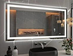 48''x32'' LED Bathroom Mirror With Front + Backlit, Tempered Glass Bathroom Mirror With Lights, Anti-Fog, 3 Colors With Stepless Dimmable Memory Bathroom Vanity Mirror For Wall, Shatterproof -GENERIC Shop 41Z1AoNEHcL. AC