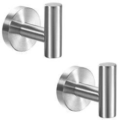 YGIVO 2 Pack Towel Hooks, Brushed Nickel SUS304 Stainless Steel Coat Robe Clothes Hook Modern Wall Hook Holder For Bathroom Kitchen Garage Hotel Wall Mounted (Brushed Nickel)