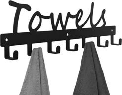 Wel Rack 7 Towel Hooks, Black Towel Holder And Accessories For Wall Mount Bath Organization - The Prefect Addition To Rustic Farmhouse, Restroom, Living Room Decor Robe Hooks -GENERIC Shop 41a8zvontNL. AC