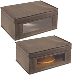 MDesign Fabric Stackable Slim Shelf Storage Organizer Box With Window/Attached Lid For Organizing Bedroom Closet - Holds Purses, Linens, Accessories - Lido Collection - 6 Pack, Cream/Espresso Brown 29 MDesign Fabric Stackable Slim Shelf Storage Organizer Box With Window/Attached Lid For Organizing Bedroom Closet - Holds Purses, Linens, Accessories - Lido Collection - 6 Pack, Cream/Espresso Brown -GENERIC Shop 41aXmSkhO6L. AC