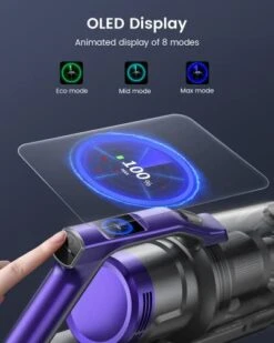 Cordless Vacuum Cleaner, 450W Stick Vacuum Cleaner, OLED Color Screen Display, Up To 55mins, 8 Animation Modes, Multi-cone Filtration, Handheld Vacuum For Hardwood Floors, Carpets, Pet Hair S14 -GENERIC Shop 41atZdP4bzL