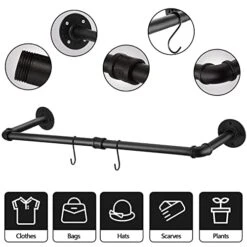 C&AHOME Industrial Pipe Clothes Rack, 2 Pack Clothing Rack Wall Mount 36’'L With 4 S-Shaped Hooks, MultiPurpose Detachable Hanging Bracket Rod, Space-Saving Heavy Duty Garment Rack Bar Black UPCRM02B 10 C&AHOME Industrial Pipe Clothes Rack, 2 Pack Clothing Rack Wall Mount 36’'L With 4 S-Shaped Hooks, MultiPurpose Detachable Hanging Bracket Rod, Space-Saving Heavy Duty Garment Rack Bar Black UPCRM02B -GENERIC Shop 41bFo41jZdL