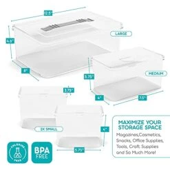 Richards Homewares Clear Plastic Storage Bins-Set Of 4 Large, Medium, Small Containers For Closet Fridge Organization, 4 Count -GENERIC Shop 41bLJJXU00S