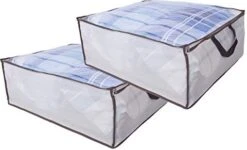 Amelitory Underbed Organizer Container Foldable Fabric Storage Bags With Clear Window For Clothes Blankets 2 Pack,Gray -GENERIC Shop 41byUajBML. AC
