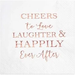 100 Count Bridal Shower Napkins Disposable Cocktail Napkins 3-Ply Gold Foil Text Beverage Napkins For Engagement Party Decorations & Wedding Shower -GENERIC Shop 41c58NXsKL. AC