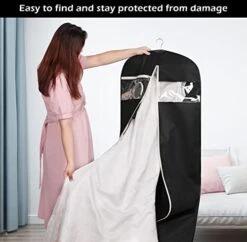MISSLO 70" Bridal Wedding Gown Dress Garment Bag With Accessories Pouch Large Travel Garment Cover 8" Gusset (Black), 1 Pack -GENERIC Shop 41cEcg3yOIL
