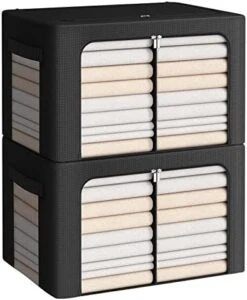 2Pack Storage Bins With Divided Interior - Frame Storage Box Oxford Fabric Clothes Storage Bags Large Capacity Stackable Foldable Container Organizer Set With Clear Window (X-Large-100L, Black) -GENERIC Shop 41cO8N35DFL. AC