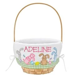 Let's Make Memories Personalized Create Your Own Wicker 12" Easter Basket - Pink Lots Of Bunnies