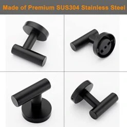 Nolimas Towel Coat Hook Matte Black SUS304 Stainless Steel Bathroom Clothes Cabinet Closet Sponges Robe Hook Wall Mounted Round Kitchen Heavy Duty Door Hanger 2 Packs -GENERIC Shop 41czeqb8vhL