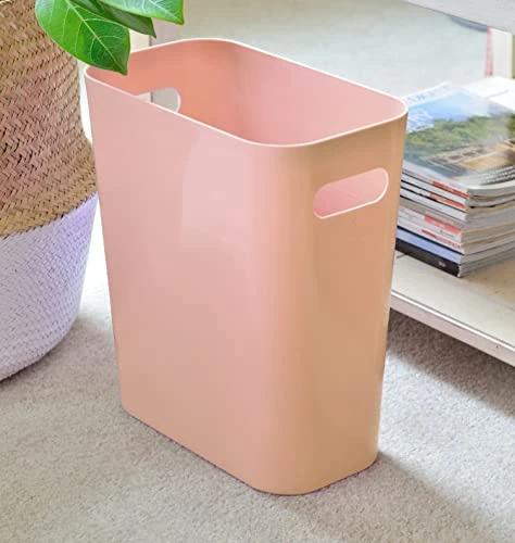 Youngever 2 Pack 3 Gallon Slim Trash Can, Plastic Garbage Container Bin, Trash Bin With Handles For Home Office, Living Room, Study Room, Kitchen, Bathroom (Pink) 2 Youngever 2 Pack 3 Gallon Slim Trash Can, Plastic Garbage Container Bin, Trash Bin With Handles For Home Office, Living Room, Study Room, Kitchen, Bathroom (Pink) - Image 2