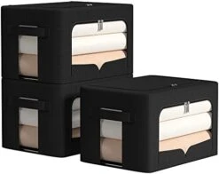 3 Pack Clothes Storage Organizer Bins - Foldable Metal Frame Storage Bins Stackable Oxford Cloth Fabric Container Organizer Set With Carrying Handles And Clear Window (Medium-36L, Dark Grey) 26 3 Pack Clothes Storage Organizer Bins - Foldable Metal Frame Storage Bins Stackable Oxford Cloth Fabric Container Organizer Set With Carrying Handles And Clear Window (Medium-36L, Dark Grey) -GENERIC Shop 41dqXgBvirL. AC