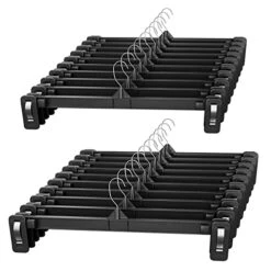Titan Mall Pants Hangers 30 Pack 12inch Black Plastic Skirt Hanger With Non-Slip Big Clips And 360 Rotatable Hook, Durable And Sturdy Plastic Hanger, Elegant And Economical For Hanging Pants Or Skirts