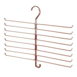 MDesign Metal Closet Rod Hanging Accessory Storage Organizer Rack For Scarves, Ties, Yoga Pants, Leggings, Tank Tops - Snag Free, Geometric Design, 16 Arms/1 Hook - Spira Collection - Rose Gold -GENERIC Shop 41eGrz3fw5L