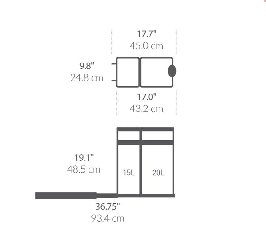 Simplehuman 35 Liter / 9.3 Gallon Dual Compartment Under Counter Kitchen Cabinet Pull-Out Recycling Bin And Trash Can 5 Simplehuman 35 Liter / 9.3 Gallon Dual Compartment Under Counter Kitchen Cabinet Pull-Out Recycling Bin And Trash Can - Image 5