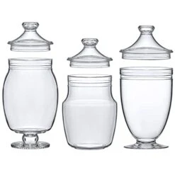 Amazing Abby - Keep - Acrylic Apothecary Jars (3-Piece Set), Plastic Jars With Lids, Bathroom Canisters, Vanity Organizers, Candy Buffet, Wedding Display, BPA-Free And Shatter-Proof -GENERIC Shop 41eODNCQFkL