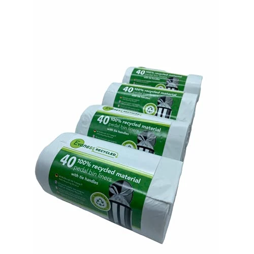 Evaness 100% Recycled Material Bin Bags With Tie Handles 20L 30L - 160 Bags 1 Evaness 100% Recycled Material Bin Bags With Tie Handles 20L 30L - 160 Bags