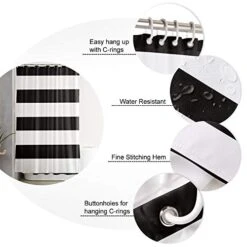 Lack White Striped 4 Piece Bathroom Set, 72" W X 72" L Shower Curtain And Bath Mat Set With Non-Slip Rug, Toilet Lid Cover, Bath Mat, Classic Simple Black And White -GENERIC Shop 41ej2VrYcaL