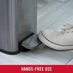 Rubbermaid Stainless Steel Slim Step-On Trash Can, 2.6-Gallon, Charcoal, Wastebasket With Lid For Home/Bathroom/Kitchen -GENERIC Shop 41elrdfyPeL