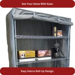 Formosa Covers | The Original Storage Shelving Unit Cover, Keep Garage, Closet, Medical Office, Kitchen, Yard Neat | Wire Steel Metal Shelf Accessories Fits Racks 48" W X 24 D X 72H (Cover Only Grey) -GENERIC Shop 41eozHgUF7L