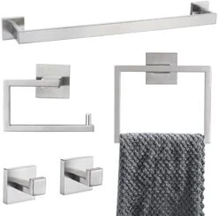 5-Piece Bathroom Hardware Accessories Set 23.6 Inch Towel Bar Towel Rack Sets Modern Towel Ring Kit Stainless Steel Wall Mounted (Brushed Nickel) -GENERIC Shop 41eyG7466pL. AC