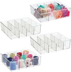 MDesign Plastic 12 Compartment Divided Drawer And Closet Storage Bin - Organizer For Scarves, Socks, Ties Bras, And Underwear - Dress Drawer Organizer, Shelf Organization - Lumiere Collection - Clear -GENERIC Shop 41f85okHOhL. AC