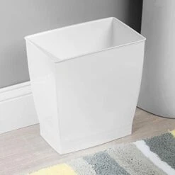 IDesign,Plastic Spa Rectangular Trash, Waste Basket Garbage Can For Bathroom, Bedroom, Home Office, Dorm, College, 2.5 Gallon, White -GENERIC Shop 41f9aYWwaWL