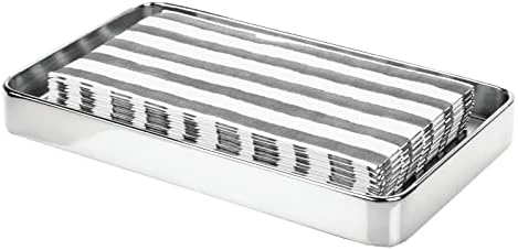 MDesign Modern Decorative Metal Guest Hand Towel Tray Holder Organizer For Disposable Paper Napkins, Jewelry, Makeup - Bathroom Vanity Sink Counter Organization - Unity Collection - Soft Brass 8 MDesign Modern Decorative Metal Guest Hand Towel Tray Holder Organizer For Disposable Paper Napkins, Jewelry, Makeup - Bathroom Vanity Sink Counter Organization - Unity Collection - Soft Brass - Image 8