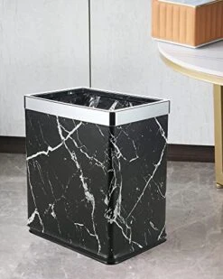 Huaqinglian Small Office Trash Can Bedroom Wastebasket,Rectangle Slim Bathroom Kitchen Garbage Can 2.6Gallon(Black Marble) -GENERIC Shop 41fBntUpUnL