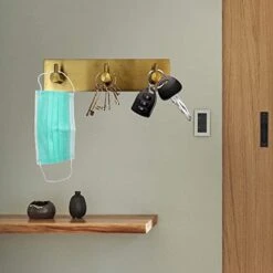 Key Hooks For Wall, Key Holder For Wall Decorative With 3 Key Hooks, Coat Hanger, Purse Hanger, Towel Hook, Easy Mount Key Hangers For Wall, Entryway, Bathroom, Living Room, Kitchen (Gold Finish) -GENERIC Shop 41ffcQBeAYL