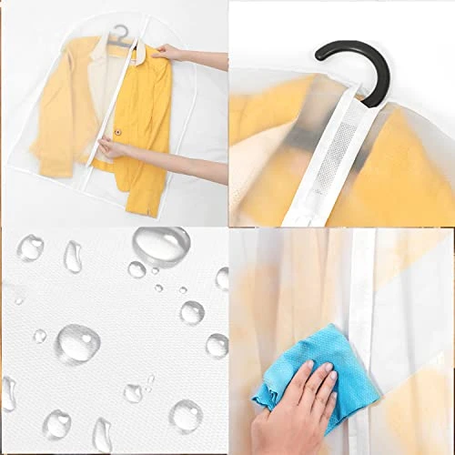 AIDBUCKS Garment Bags 6 Pieces Clothes Covers Protecting Dusts Lightweight Clear Full Zipper Suit Bags Long-Term Storage Jacket Coat Dress, White, 24x48" 6 AIDBUCKS Garment Bags 6 Pieces Clothes Covers Protecting Dusts Lightweight Clear Full Zipper Suit Bags Long-Term Storage Jacket Coat Dress, White, 24x48" - Image 6