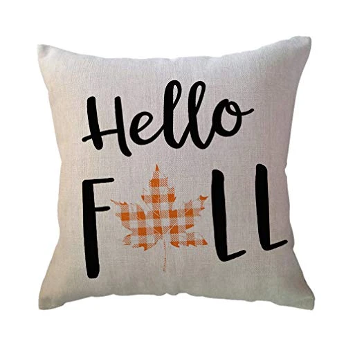 ULOVE LOVE YOURSELF 2Pack Autumn Theme Decorative Throw Pillow Covers Farmhouse Checkers Plaid Hello Fall Maple Leaf Happy Pumpkin Spice Season Cushion Covers Pillowcase 18X18 Inch 2 ULOVE LOVE YOURSELF 2Pack Autumn Theme Decorative Throw Pillow Covers Farmhouse Checkers Plaid Hello Fall Maple Leaf Happy Pumpkin Spice Season Cushion Covers Pillowcase 18X18 Inch - Image 2