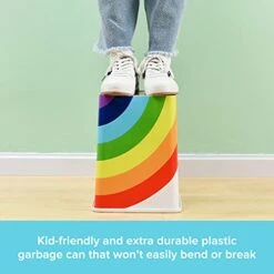 Rainbow Trash Can (1-Pack) - Cute Waste Basket For Kids Room - 9.6”x9.6”x15.7” Indoor Swing Top Trash Can With Lid - Garbage Can For School & Daycare - Swivel Touchless Garbage Cans - For Baby Nursery And Rainbow Themed Room Rainbow Baby Shower -GENERIC Shop 41gUqy01fFS