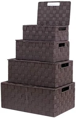 VK Living Woven Storage Box Basket Bin Container, Woven Strap Basket, Nylon Woven Box Basket, Underwear Bra Storage Organizer Divider For Drawer, Dresser, Closet, Black, Set Of 4 11 VK Living Woven Storage Box Basket Bin Container, Woven Strap Basket, Nylon Woven Box Basket, Underwear Bra Storage Organizer Divider For Drawer, Dresser, Closet, Black, Set Of 4 -GENERIC Shop 41gcaZe2WQL. AC