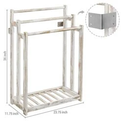 MyGift Shabby Whitewashed Wood Freestanding 3 Bar Towel Rack Holder With Bottom Storage Shelf, Laundry And Bathroom Towel Drying Rack 9 MyGift Shabby Whitewashed Wood Freestanding 3 Bar Towel Rack Holder With Bottom Storage Shelf, Laundry And Bathroom Towel Drying Rack -GENERIC Shop 41gjday7SmL
