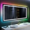 72x 36 RGB LED Bathroom Mirror, Large Backlit Vanity Mirror With Lights, RGB Lighted Mirror For Wall, Anti- Fog, Dimmable, CRI 90 (8 Backlit Colors + 3 Front Lights)