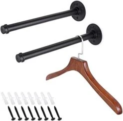 Sumnacon 2 Pcs 7.7 Inch Industrial Pipe Clothes Bar - Heavy Duty Rustic Metal Coat Hanger With Screws, Wall-Mounted Garment Holder Rack For Bedroom/Bathroom/Cabinet/Boutique/Clothing Store, Black -GENERIC Shop 41hHn7PtcL. AC