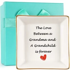 AREOK Gifts For Grandma Gifts From Grandchildren Granddaughter Grandkids - Happy Best Grandma Grandmother Birthday Gifts Ideas From Grandson Unique, Jewelry Ring Trinket Dish Tray