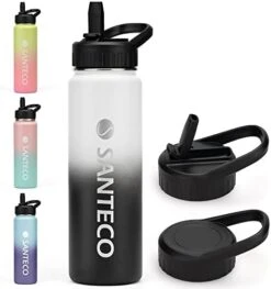 SANTECO Water Bottle 24 Oz, Vacuum Insulated Stainless Steel Bottle With Straw Handle Lid, Leakproof Bottles, Wide Mouth Easy Clean, Keep Drinks Hot & Cold For Gym, Camping, Hiking, Blue Purple -GENERIC Shop 41hTxm3iLvL. AC