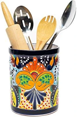 Enchanted Talavera Mexican Talavera Ceramic Large Utensil Holder Spatula Crock Kitchen Counter Organizer Mexican Pottery Utensils Tools Caddy Spoon Rest White Ceramic (Multi Color Large (7.5"H X 6"W) 7 Enchanted Talavera Mexican Talavera Ceramic Large Utensil Holder Spatula Crock Kitchen Counter Organizer Mexican Pottery Utensils Tools Caddy Spoon Rest White Ceramic (Multi Color Large (7.5"H X 6"W) - Image 7