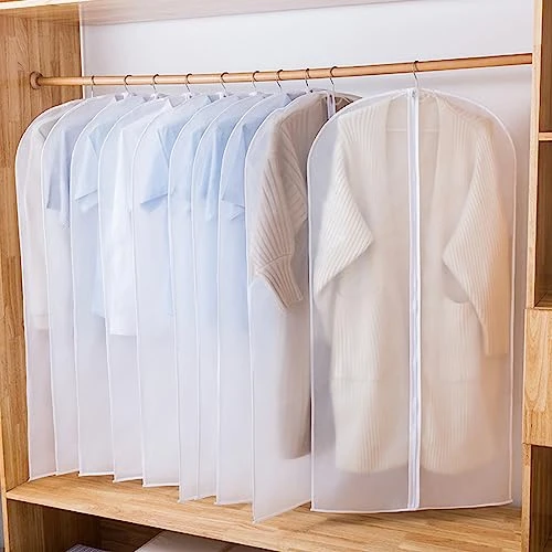 AIDBUCKS Garment Bags 6 Pieces Clothes Covers Protecting Dusts Lightweight Clear Full Zipper Suit Bags Long-Term Storage Jacket Coat Dress, White, 24x48" 3 AIDBUCKS Garment Bags 6 Pieces Clothes Covers Protecting Dusts Lightweight Clear Full Zipper Suit Bags Long-Term Storage Jacket Coat Dress, White, 24x48" - Image 3