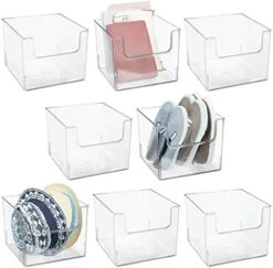 MDesign Modern Plastic Open Front Dip Storage Organizer Bin Basket For Closet Organization - Shelf, Cubby, Cabinet, And Cupboard Organizing Decor - Ligne Collection - 8 Pack - Clear -GENERIC Shop 41hrFvSxTxL. AC