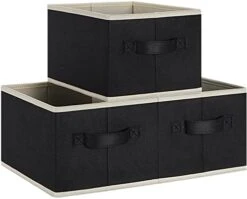 Asxsonn Fabric Storage Bins Large Storage Baskets For Organizing Set Of 3, Large Closet Storage Bins With Reinforced Handles, Foldable Storage Baskets For Shelves, Black, 15" X 11" X 9.6" -GENERIC Shop 41i1T5RPIL. AC