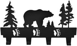 CoolPlus Coat Hooks Wall Mounted Entryway Dog Leash And Key Holder Clothes Hat Rack And Backpack Hanger Cabin Decor Metal Mural Art Bear Pattern Black Finish -GENERIC Shop 41iIbU5ym1L