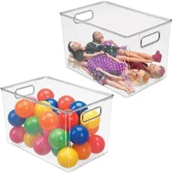 MDesign Deep Plastic Home Storage Organizer Bin With Built-in Handles For Cube Furniture Shelving In Office, Closet, Cabinet, Bedroom, Bathroom, Nursery, Dorm - Ligne Collection - 2 Pack - Clear -GENERIC Shop 41ilWtyK4pL. AC